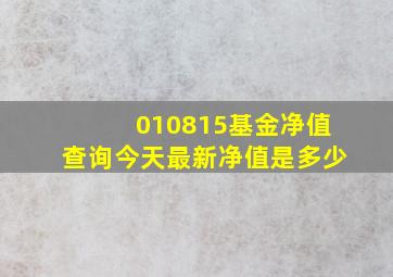 010815基金净值查询今天最新净值是多少