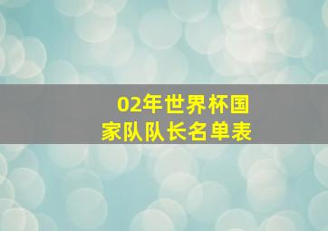 02年世界杯国家队队长名单表