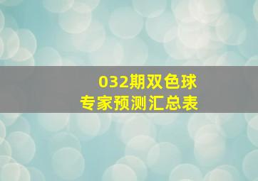 032期双色球专家预测汇总表