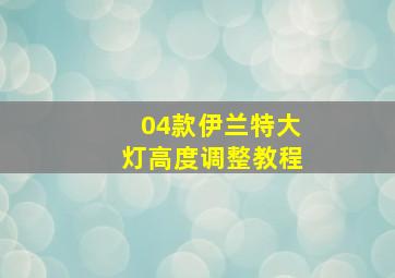 04款伊兰特大灯高度调整教程