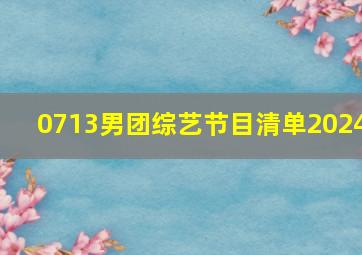 0713男团综艺节目清单2024