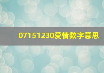 07151230爱情数字意思