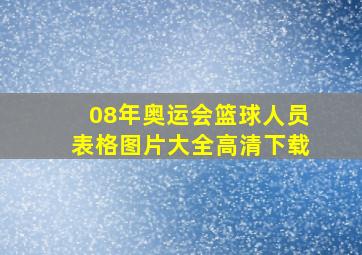 08年奥运会篮球人员表格图片大全高清下载