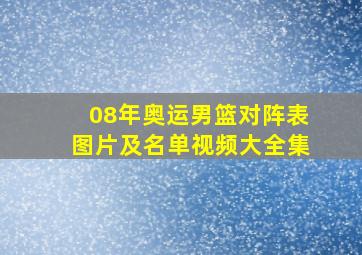 08年奥运男篮对阵表图片及名单视频大全集