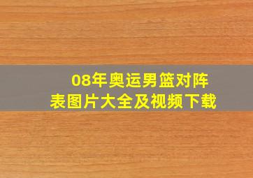 08年奥运男篮对阵表图片大全及视频下载