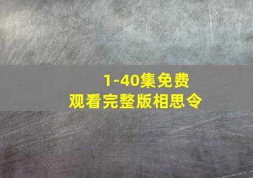 1-40集免费观看完整版相思令