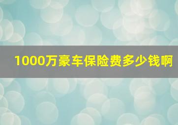 1000万豪车保险费多少钱啊