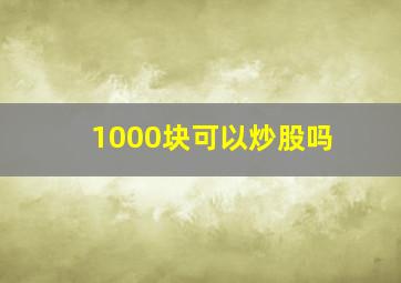 1000块可以炒股吗