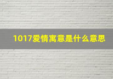 1017爱情寓意是什么意思