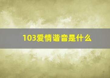 103爱情谐音是什么