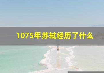 1075年苏轼经历了什么