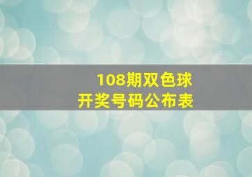 108期双色球开奖号码公布表