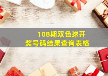 108期双色球开奖号码结果查询表格