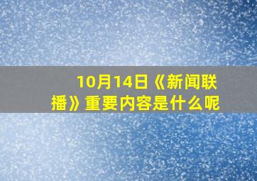 10月14日《新闻联播》重要内容是什么呢