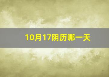 10月17阴历哪一天