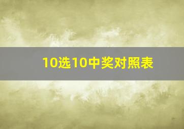 10选10中奖对照表