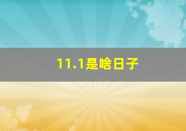 11.1是啥日子