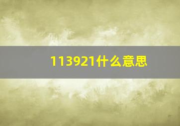 113921什么意思