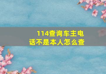 114查询车主电话不是本人怎么查