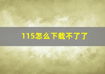 115怎么下载不了了