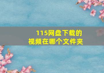 115网盘下载的视频在哪个文件夹