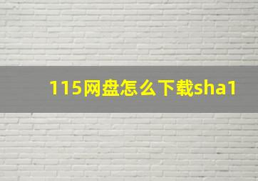 115网盘怎么下载sha1