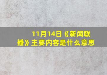 11月14日《新闻联播》主要内容是什么意思