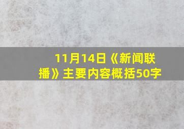 11月14日《新闻联播》主要内容概括50字