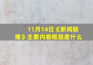 11月14日《新闻联播》主要内容概括是什么