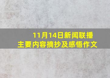 11月14日新闻联播主要内容摘抄及感悟作文