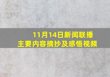 11月14日新闻联播主要内容摘抄及感悟视频