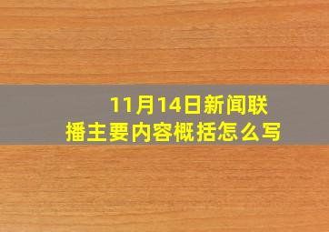 11月14日新闻联播主要内容概括怎么写