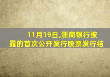 11月19日,浙商银行披露的首次公开发行股票发行结