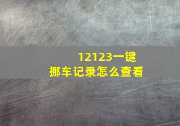 12123一键挪车记录怎么查看