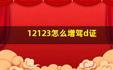 12123怎么增驾d证