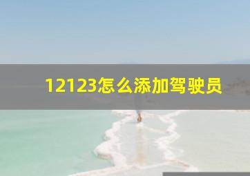 12123怎么添加驾驶员