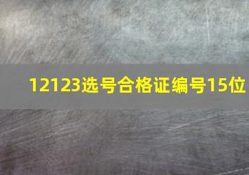 12123选号合格证编号15位