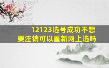 12123选号成功不想要注销可以重新网上选吗