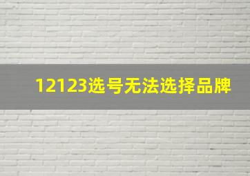 12123选号无法选择品牌