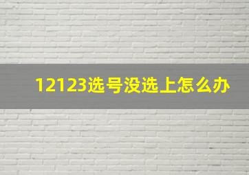 12123选号没选上怎么办