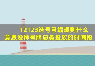 12123选号自编规则什么意思没种号牌总类投放的时间段