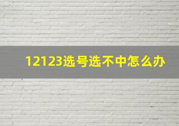 12123选号选不中怎么办