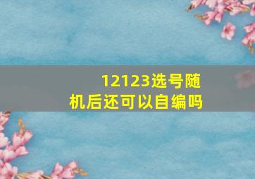 12123选号随机后还可以自编吗