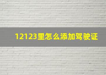 12123里怎么添加驾驶证