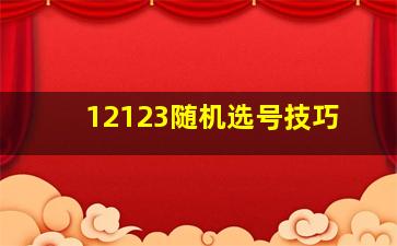 12123随机选号技巧