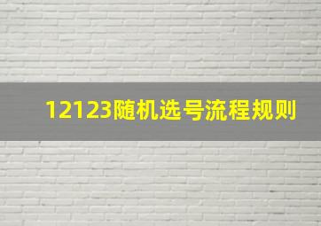 12123随机选号流程规则