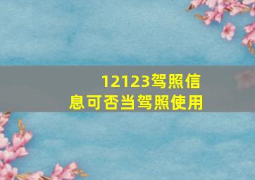 12123驾照信息可否当驾照使用