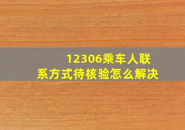 12306乘车人联系方式待核验怎么解决