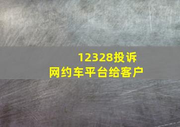 12328投诉网约车平台给客户