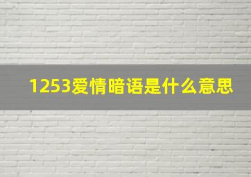 1253爱情暗语是什么意思